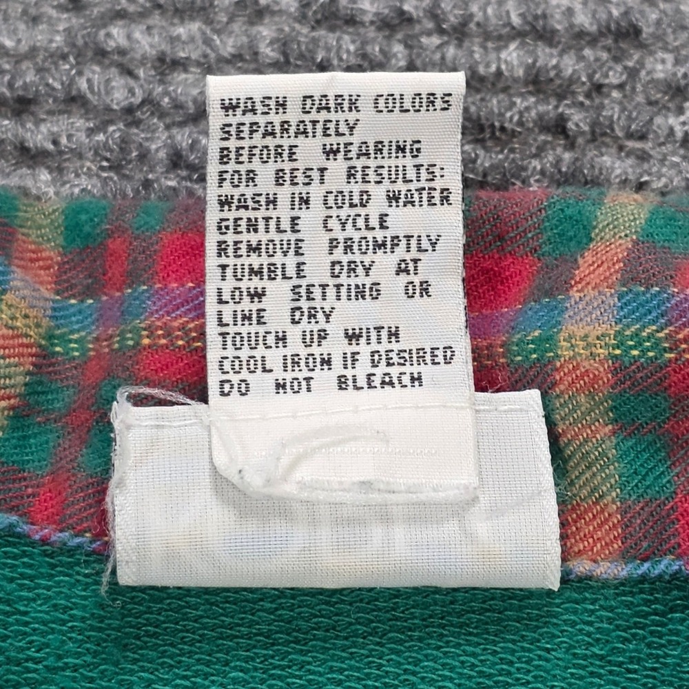 VTG Koret Long Sleeve Polo Shirt Women's Size M Green Plaid Collar Crest Pocket - Picture 4 of 8